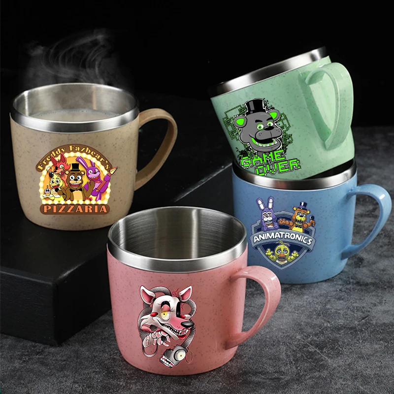 Five Nights At Freddyes Water Cup Thriller Themed Prints FNAF Drinking Glass Anime Stainless Toothbrush Cups Breakfast Milk Mug