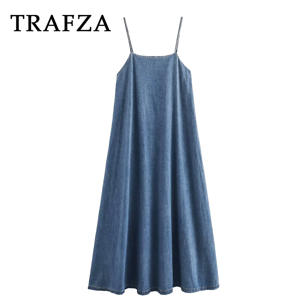 

Женское джинсовое платье без рукавов, с открытой спиной