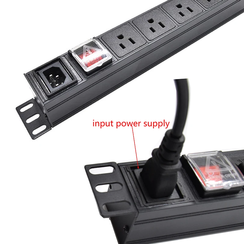 C14 Interface PDU Power Strip Unit 2-10 Ways US Socket Extension Electrica Switch For Cabinet Rack Mount