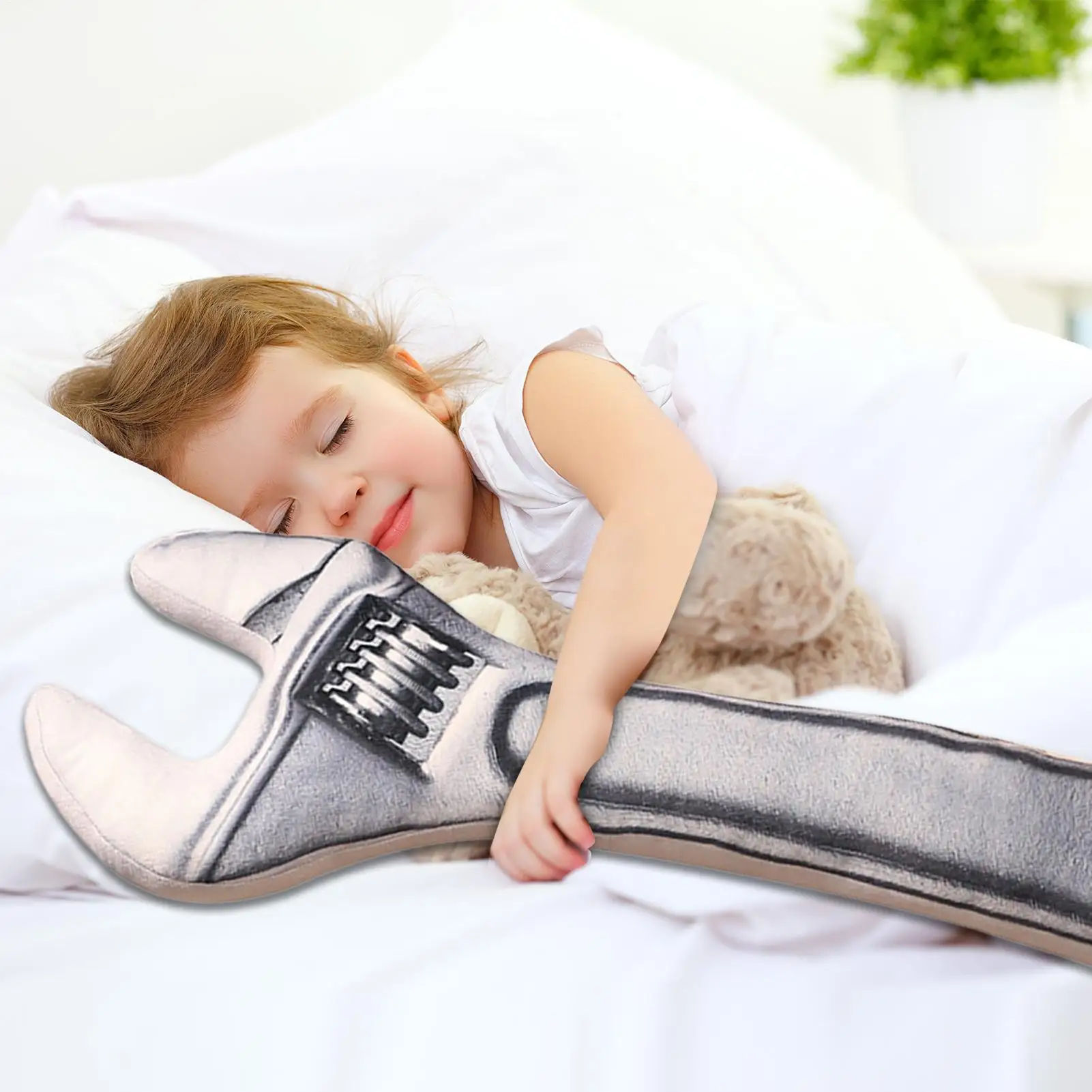 

Tool Plush Plush Stuffed Wrench Toy Spanner Shaped Throw Pillow For Nursery Playroom Bedroom Sofa Couch Chair Car Birthday