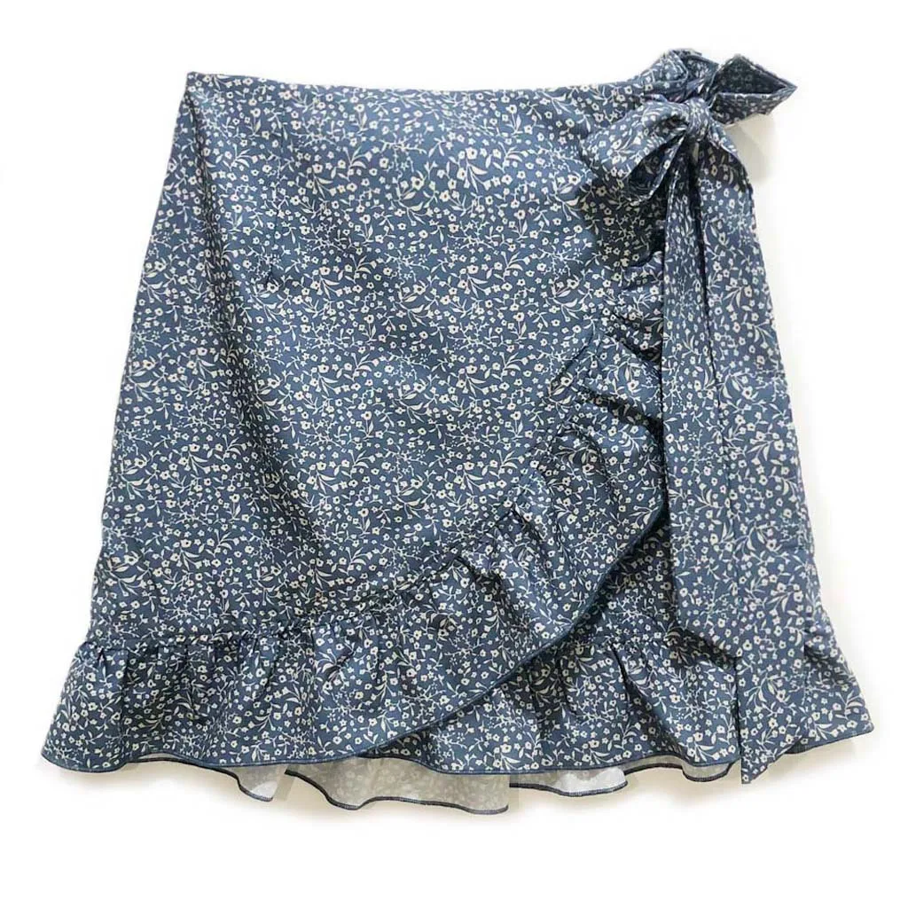 Sexy Ladies  Beach Swimwear High Waist Lace Short Skirt Fashion Ruffled Irregular Print Zipper Skirt