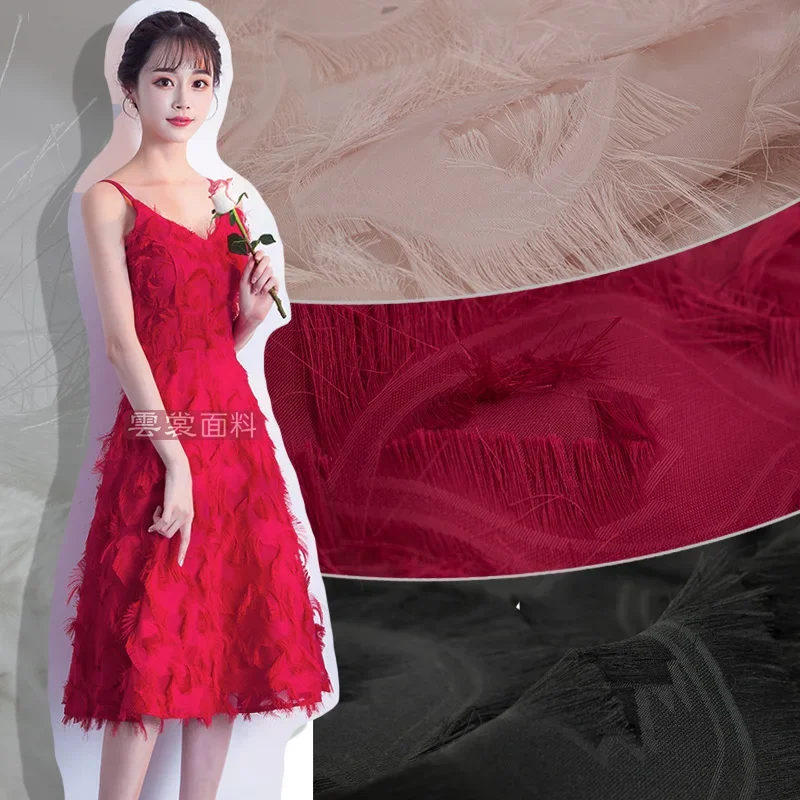 

Шифоновая ткань с бахромой из органзы, летняя мода, драпированное платье, одежда, юбка, европейский бренд, модный дизайн, ткань для шитья своими руками