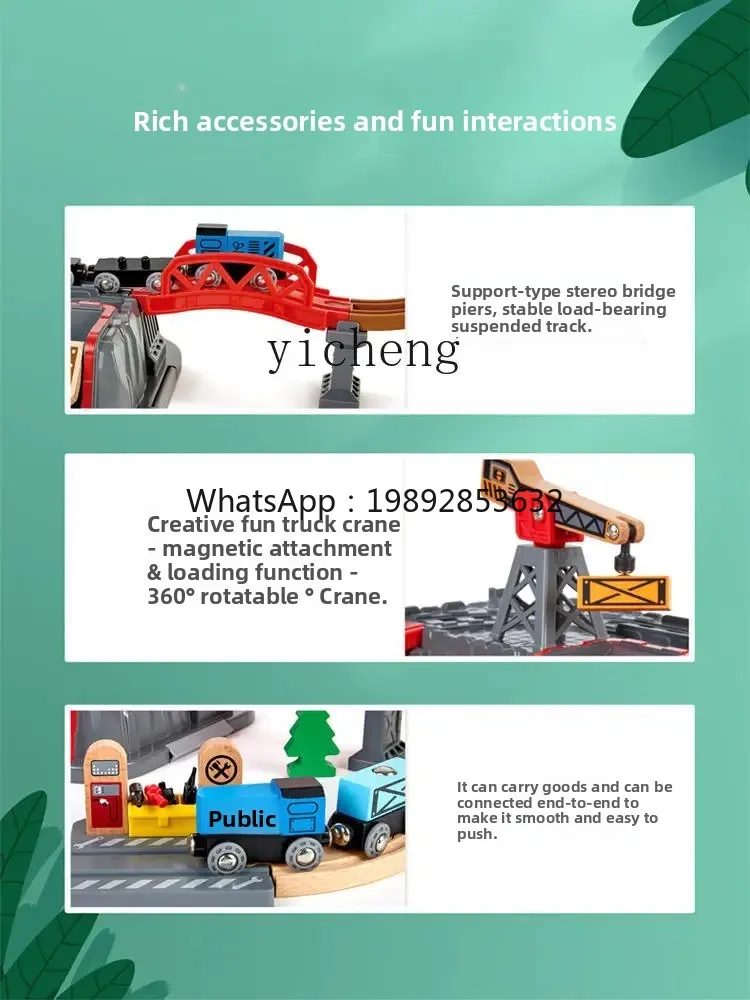 ZZ Bahnstrecke Baustein Set Holz Kinder Baby Junge Pädagogisches Elektroauto Mannequin Kopf Spielzeug