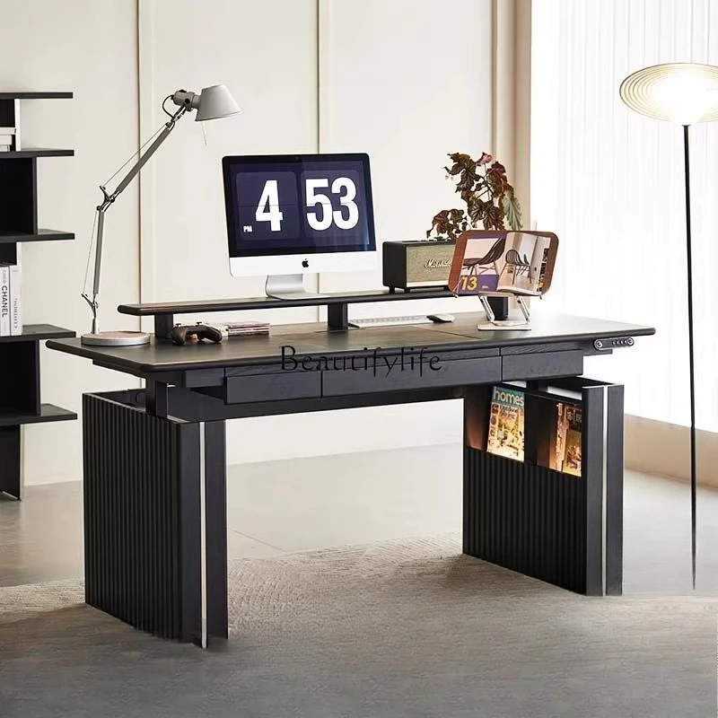

Nordic solid wood computer desk workbench desktop adjustable electric lifting table