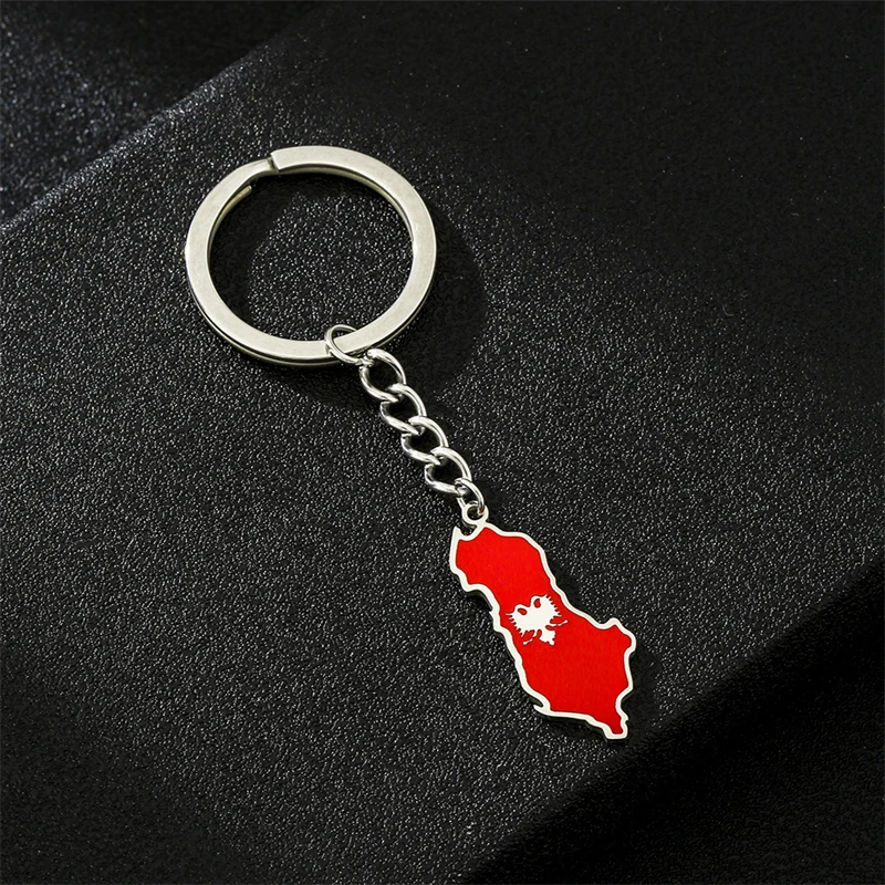 Fashion Albania map and Eagle Flag Pendant Keychain for Women Men Gold Color/Silver Color Albanian Jewelry Ethnic Gifts