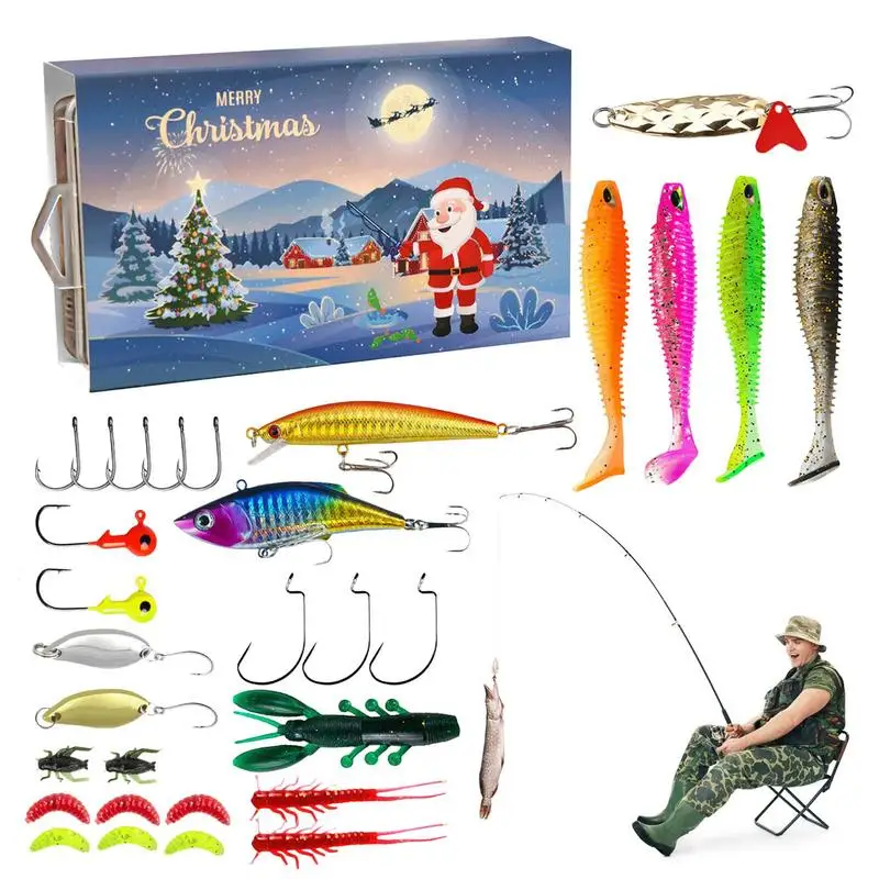 

Fishing Tackle Kit Fishing Tools Lures Kit Holiday Fishing Set With Tackle Box Including Bait Jig Hook Soft Bait For Saltwater