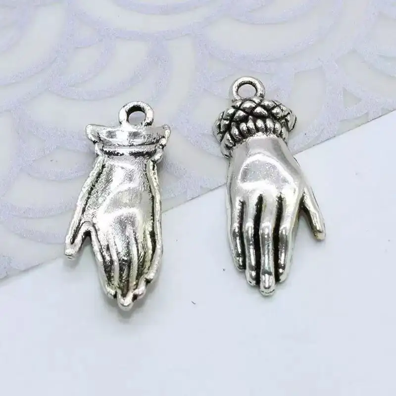 10pcs Silver Plated Beauty\'s Little Hands Alloy Pendant Earrings Bracelet Accessories DIY Charms For Jewelry Crafts Making A891