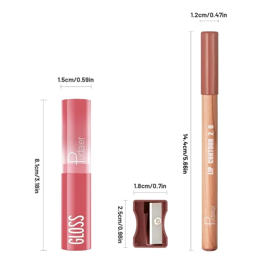 Matte Lip Pencil ลิปสติกและ Lip Liner Combo Hydrating Lipstick Smooth Lip Liner และลิปกลอสชุด Sharpener Non-Stick