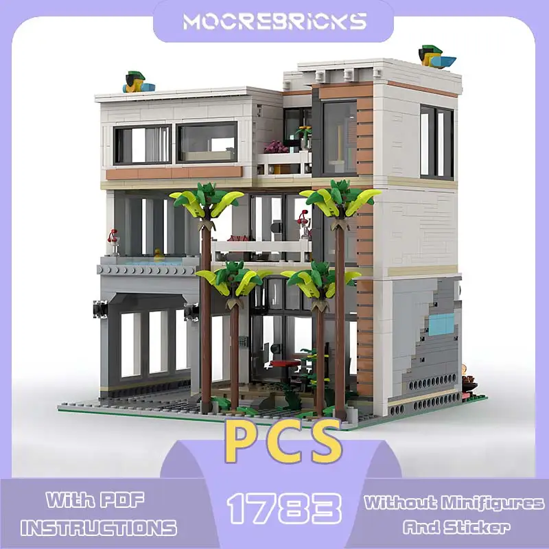 City Series Modern House Model Street View Architecture Building Blocks DIY Assembly Technology Bricks Desktop Display Toy Gift