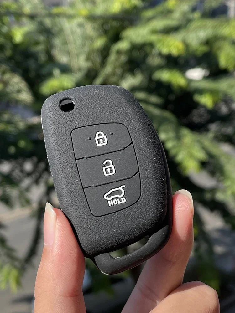 Cocolockey Silicone Car Key Case for HYUNDAI HB20 Ix45 IX35 Santa Fe Flip Remote Key Cover Case 3 Button Fob Car Styling