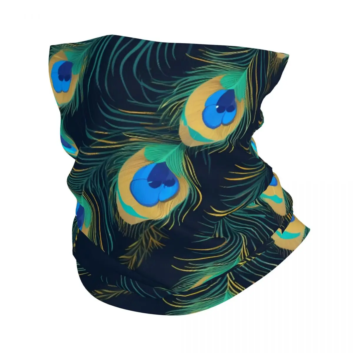 Blue Eyed Peacock Feathers Bandana Neck Gaiter Printed Face Scarf Multi-use FaceMask Riding Unisex Adult Winter