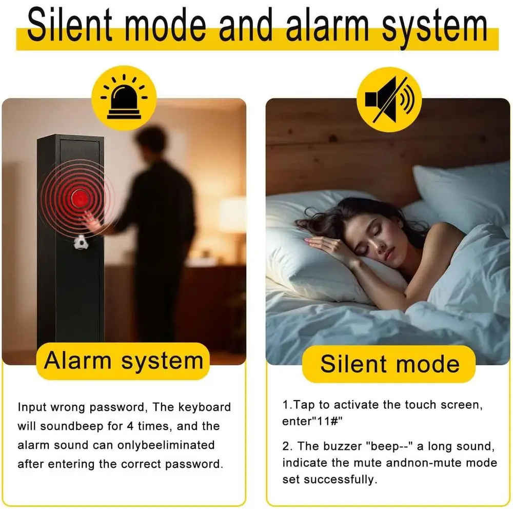 Fireproof Home Gun Safes for Rifles and Pistols with Removable Racks and Pockets, Secure Storage Cabinet with Password Lock for