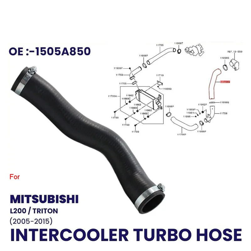 

TURBO INTERCOOLER HOSE PIPE FOR MITSUBISHI L200 2.5 TD 1505A088-1505A850