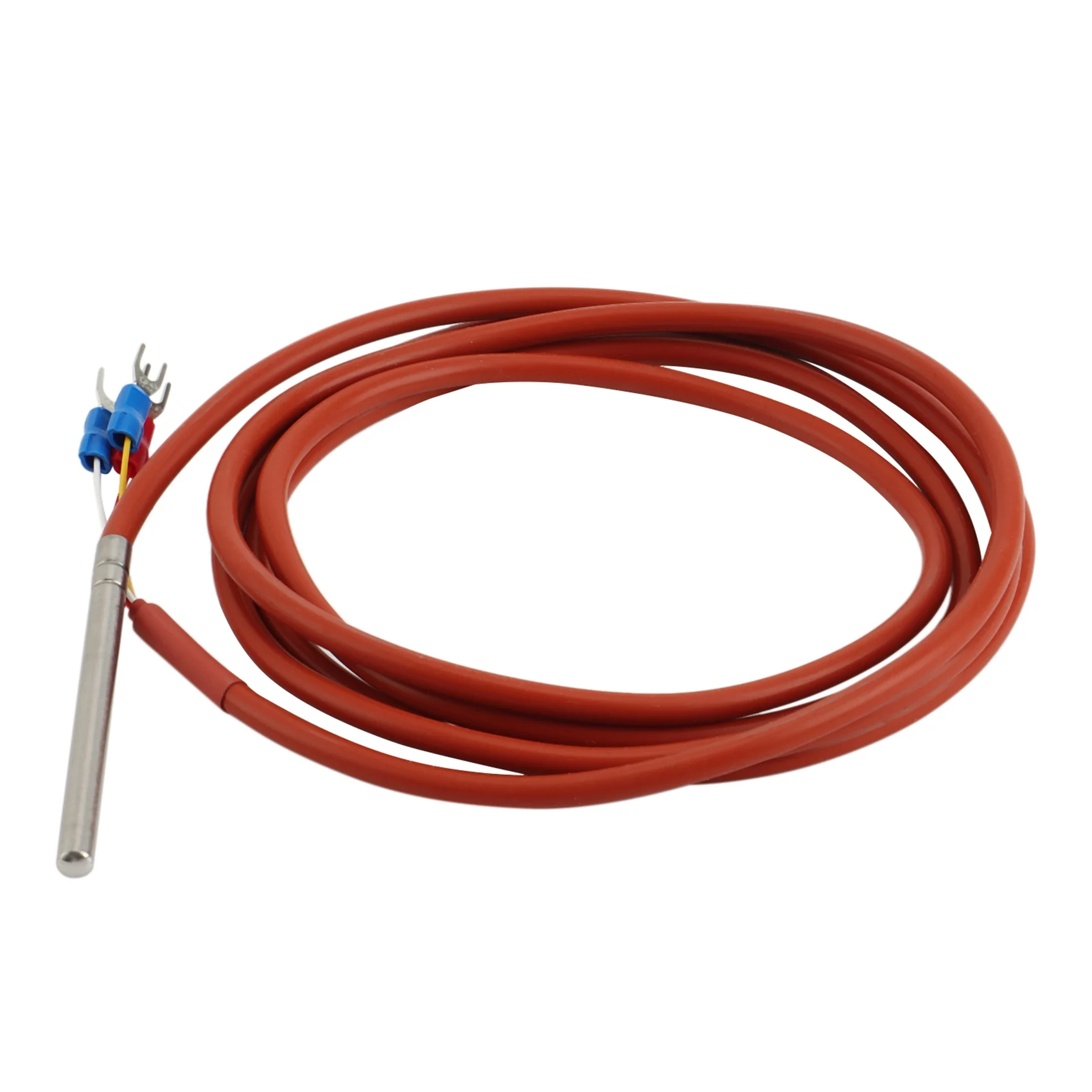 PT100 RTD Temperature Sensor 6mmx80mm Class B 2M Silicone Gel Coated Wire Resistance Pt 100 Stainless Steel