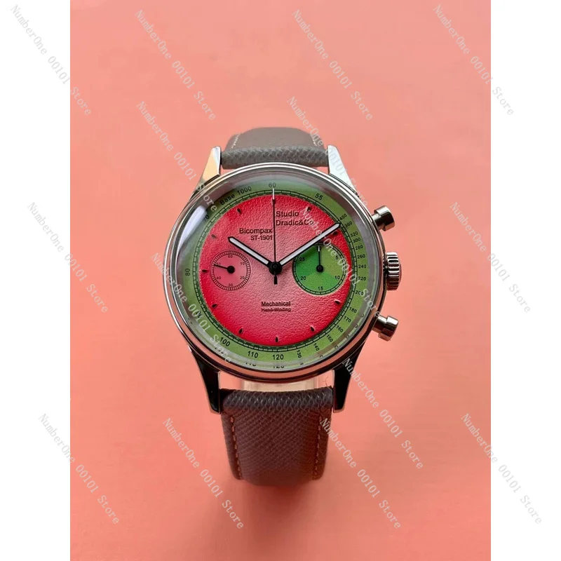 

Часы с хронографом Gull Tron En Moonphase 40 мм, механические наручные часы с ручным заводом ST1901, сапфировый цветной циферблат