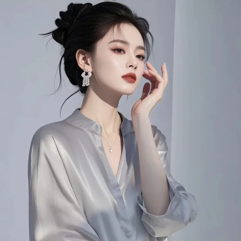 Satin Women's Blouses Korean Shirts FASHION Loose Spring/Summer Casual Clothing Solid Short Sleeve Women Tops