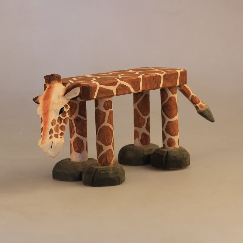 Animal solid wood home creative baby stool