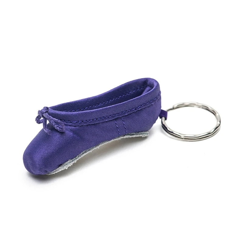 E0BF Ballet Shoe Keychain Silk Mini Pointe Shoe Keyrings Elegant Key Accessory for Ballet Dances Enthusiasts