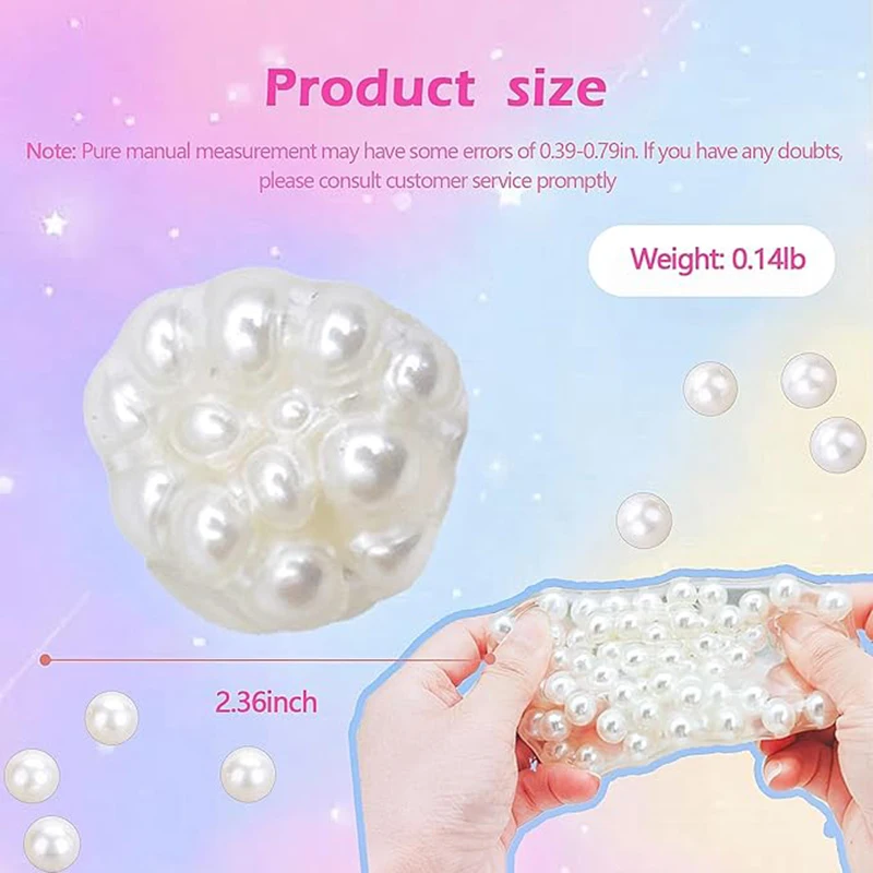 Handgefertigter, geräuscharmer Squishy-Ball der Traube für Erwachsene, weiße Perle, sensorisches Zappelspielzeug für Kinder, Stressabbau-Squeeze-Spielzeug