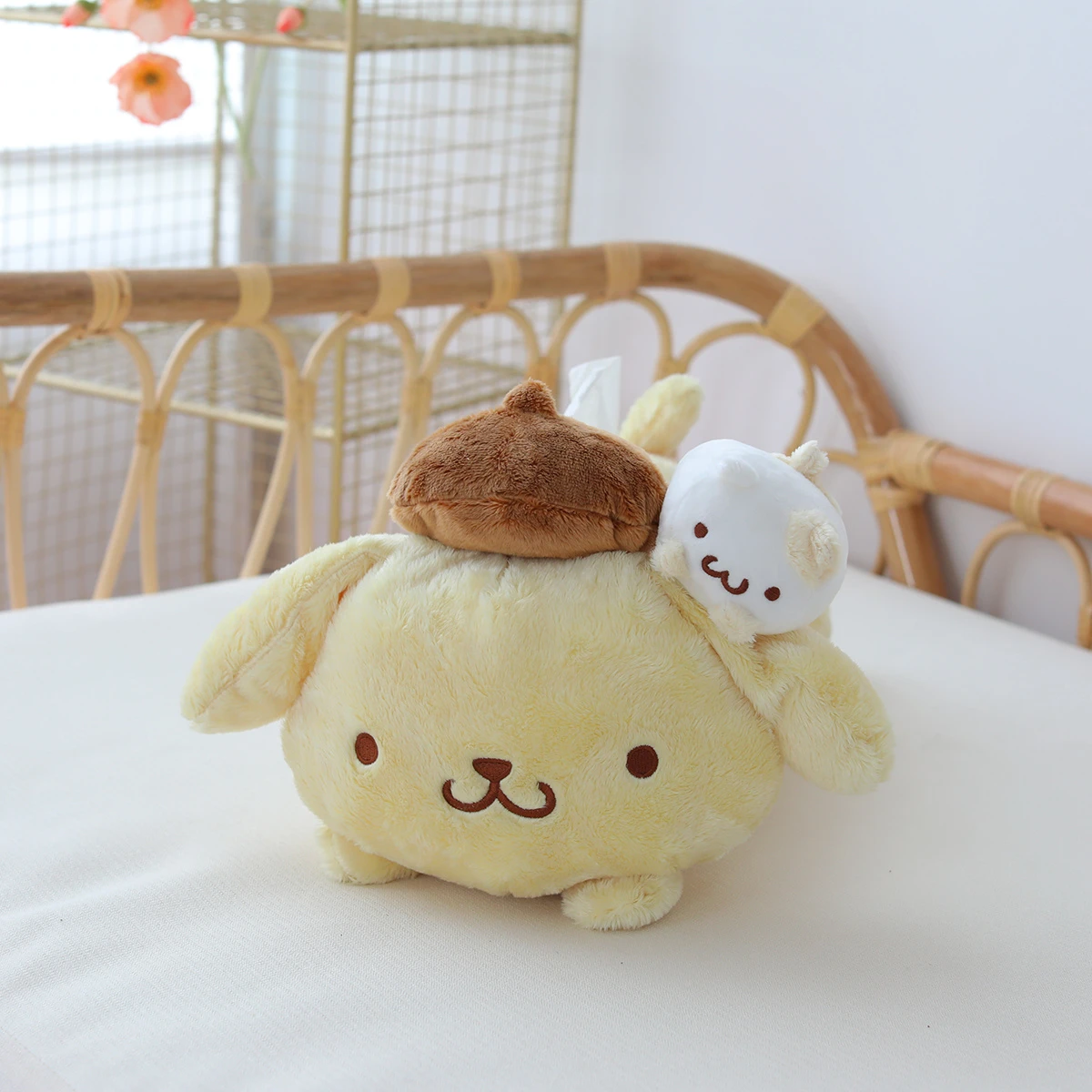 Sanrio Pom Pom Purin Tissue Cover Holder Home Decor Japanese Style Cute Stuffed Anime Dog Tissue Box Bedroom Living Room