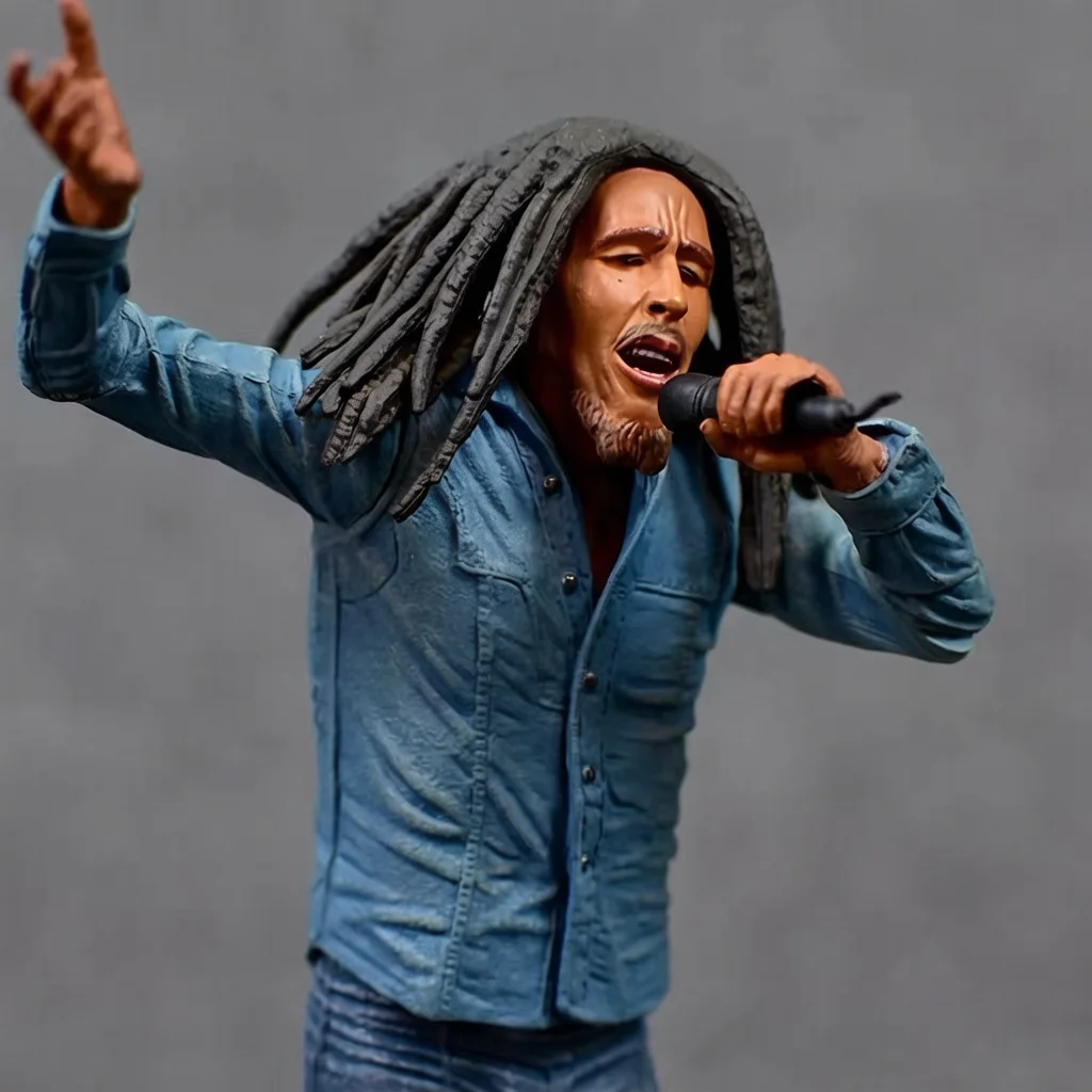 Retro Reggae Singer Statue with Guitar Rasta Musician Figurine Resin Home Decor Living Room Bookshelf Ornament Music Lover Gift