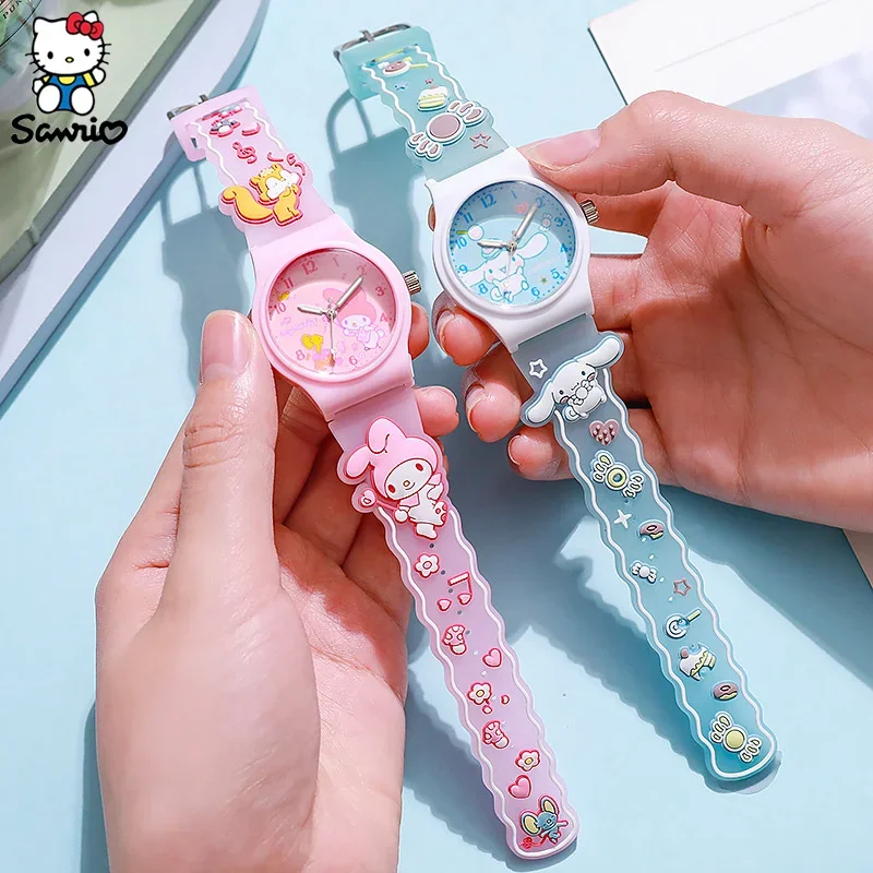 

Sanrio Hello Kitty Children Cartoon Watch Kuromi Melody Big Ear Dog Pointer Reading Quartz Watch Student Men's and Women's Watch