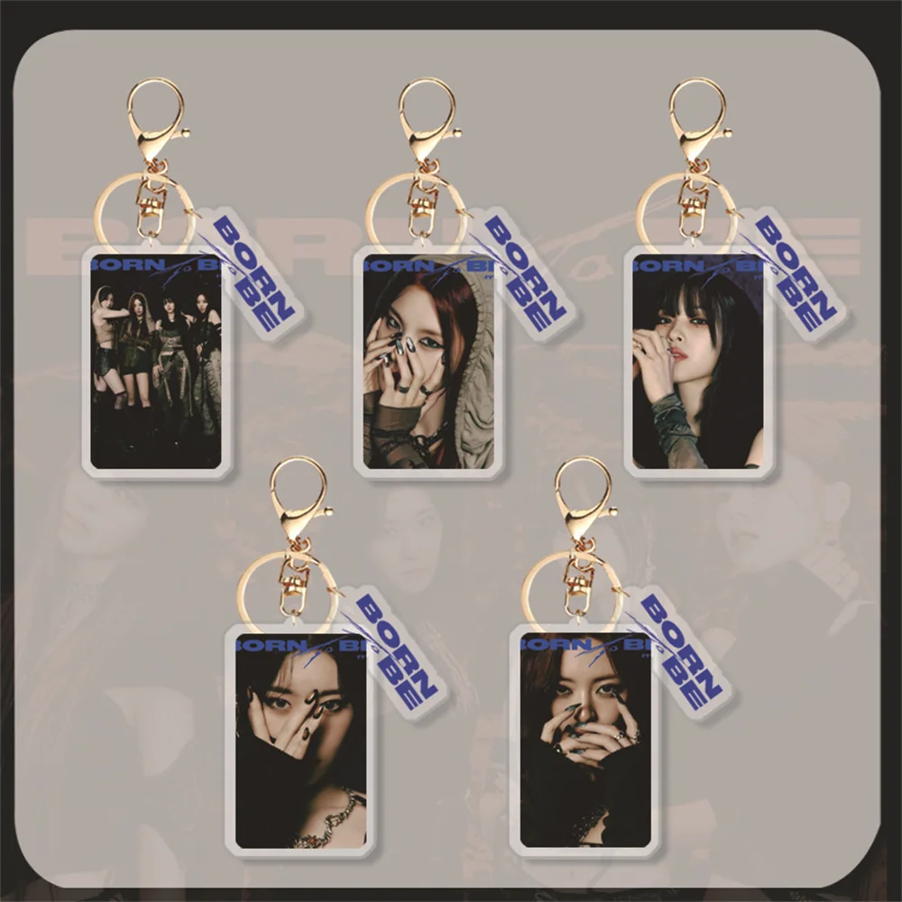 2Pcs/Set ITZY BORN BE Keychain Double Sides Transparent Acrylic Keyring Pendant Ryujin Yuna Chaeryeong Bag Accessories Fans Gift