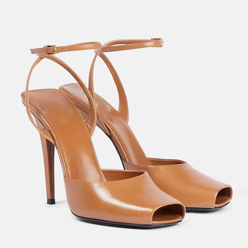 2025 Early Spring New Fish Mouth High Heels with One Piece Buckle and Open Toe Thin Heel Fashion Banquet Women's Sandals image 4