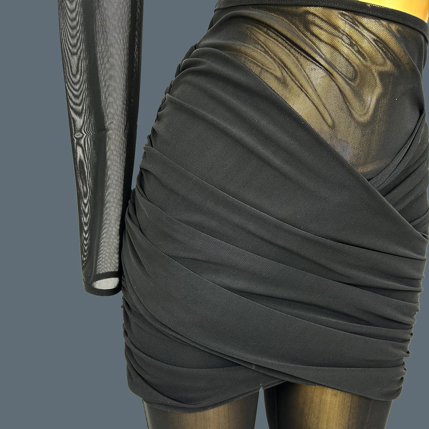 Women Elegant Trendy Sheer Mesh Jumpsuit 2Pieces Set Nightclub Party Event Show Outfit Cabaret Carnival Club Sexy High-end Wear