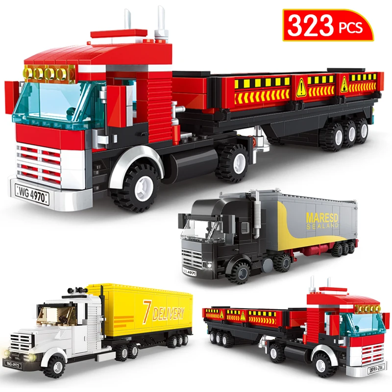 

323pcs City Urban Truck Series Container truck Car Building Blocks Assemble Sport Vehicle Bricks Toys for Children Gifts