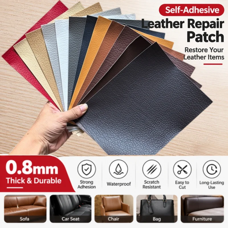 Self Adhesive Leather Repair Patch for Sofa Couch Furniture Chair PU Vinyl Leather Tape Waterproof Scratch Tear Hole Repair DIY