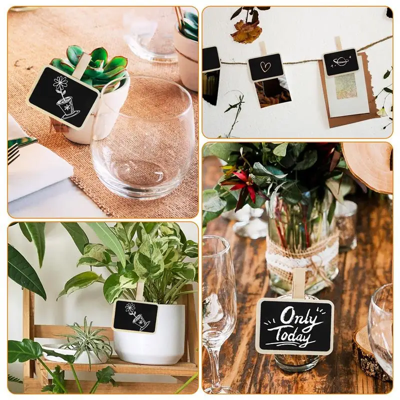 Mini Clipes Chalkboard para Buffet, Small Blackboard Clip, Clipes De Foto De Madeira, Sinais, Etiquetas De Alimentos, Festa, Tags De Mercadoria, 20