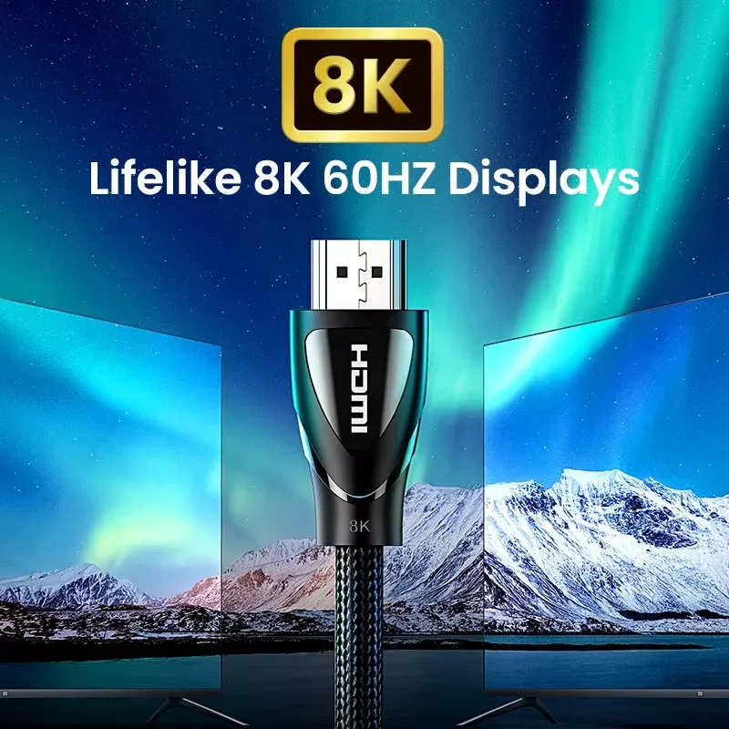 UGREEN HDMI 2.1 Cable 8K/60Hz 4K/120Hz HDMI Splitter 48 Gbps Ultra High Speed HDMI Cord Nylon Braided DHMI Cable for TV Computer