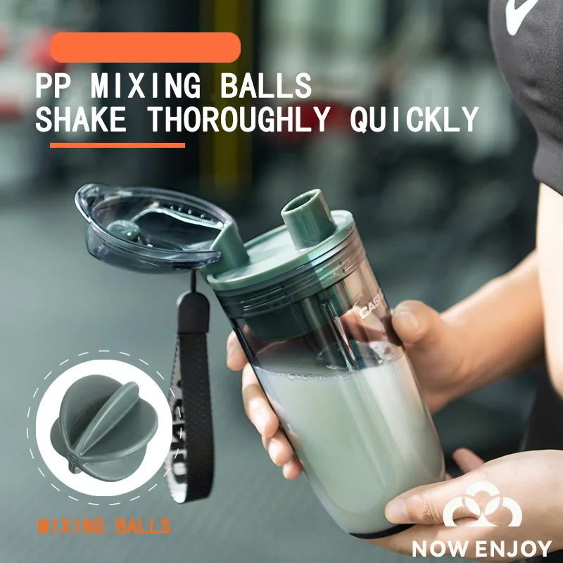 400ml Sport Shaker Bottle Plastic Water Bottle with Whisk Ball Lid Tea Filter Protein Shaking Cup BPA Free Leak Proof Durable
