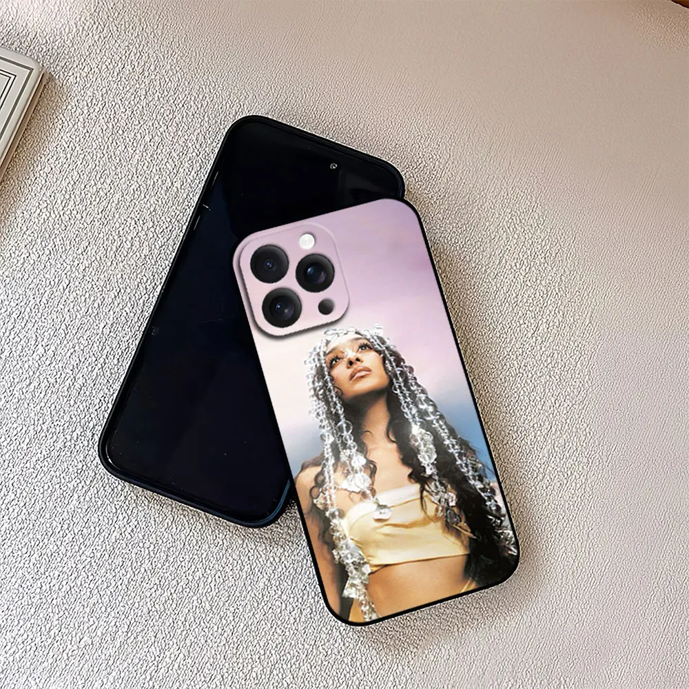 Singer Raveena Aurora For iPhone 11 12 13 14 15 16 Pro Max Plus Matte Soft Silicone phone Case Ultra Thin Black Cover