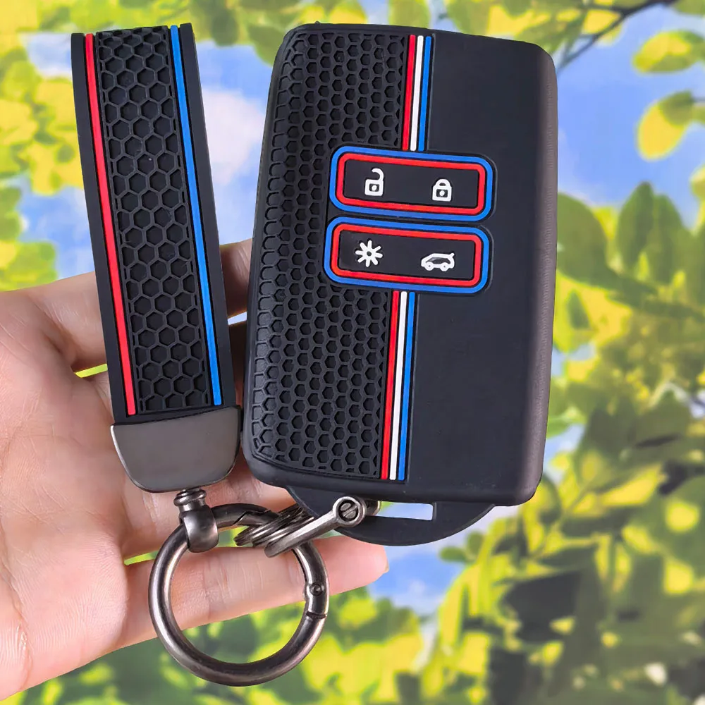 Anti-Slip Silicone Key Shell With Keychain For Alpine A290 GTS A110 Espace Austral Duster Lodgy Spring Koleos Captur Kadjar