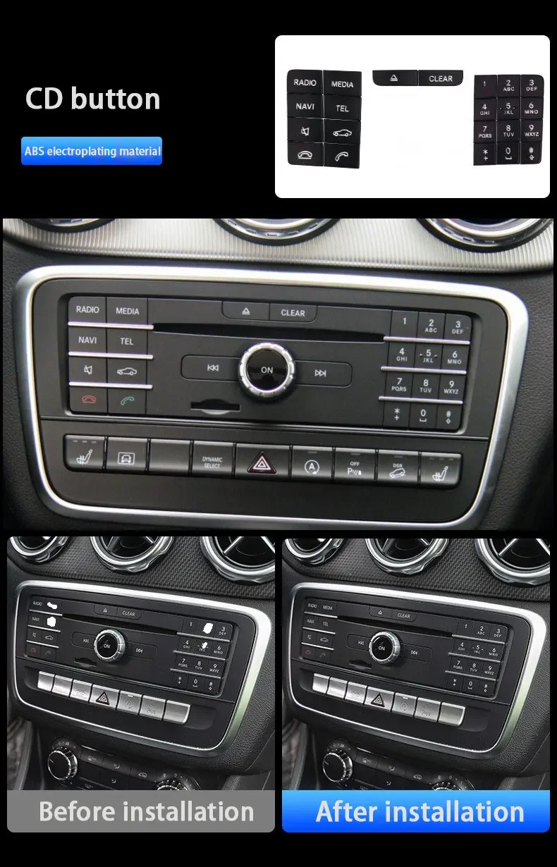 Car Central Control CD Panel ON Button Decorative Patch Trim Stickers For Mercedes Benz GLA 200 CLA 220 GLE 350 CLS Accessories