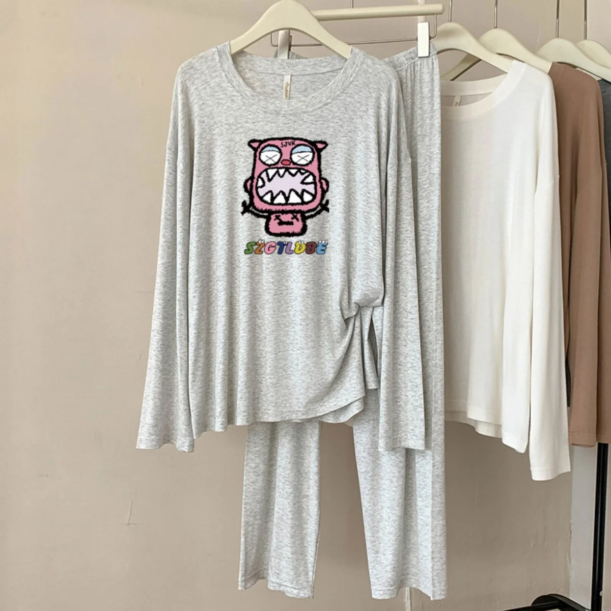 

A71 модальные пижамы женские весенне-осенние новые повседневные дышащие комплекты домашней одежды в клетку с круглым вырезом и длинными рукавами