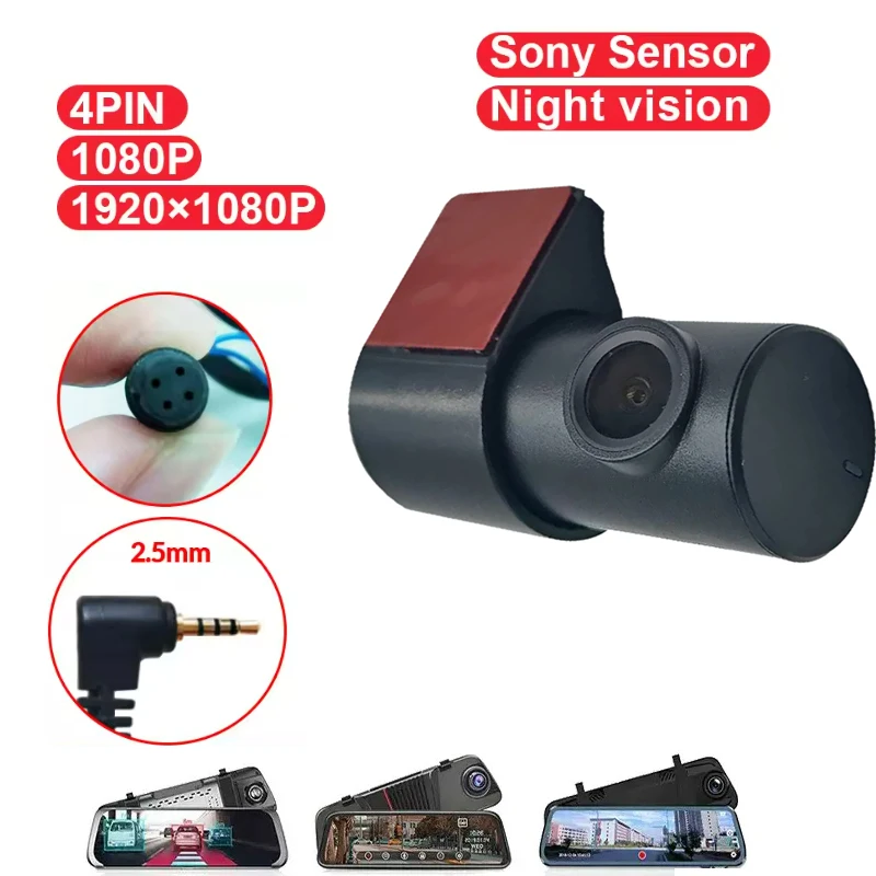 Monitor de Câmera de Ré JISUID 1080p 2.5mm 4-Pinos com Visão Noturna e Cabo de 6m/10m/15m para Espelho Retrovisor de Carro