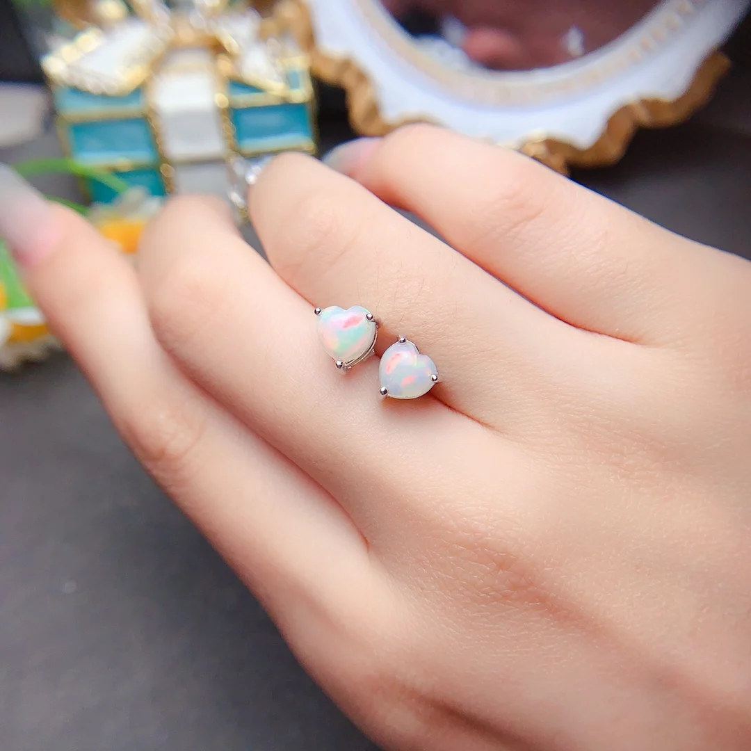 New Ladies Sterling Silver 925 natural opal Earrings Ladies High Quality Pendant Wedding Free Shipping Certified jewelry image 4