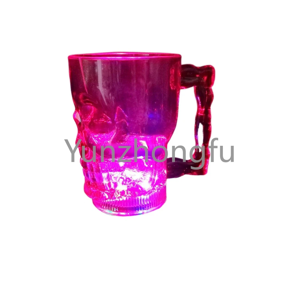 PS food safety led flashing skull- cup light up plastic skull- mug led flashing cup for Halloween