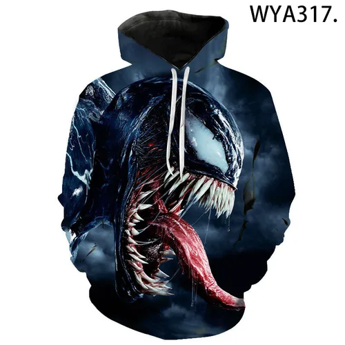 Imagen 2 del producto Marvel Venom película 3D estampado deportivo hombres Sudadera con capucha calle al aire libre Casual Harajuku manga larga Otoño Invierno sudadera ropa Top