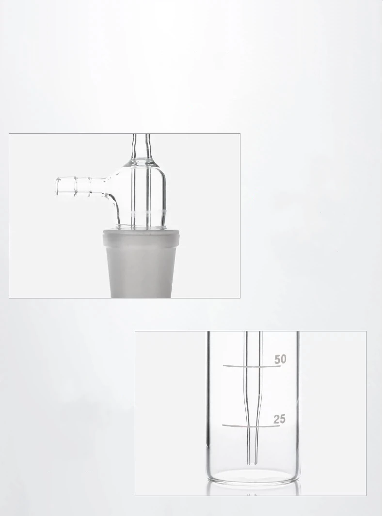 10ml/25ml/50ml/75ml/125ml/250ml/275ml Transparent Lab Glass Straight Impact Absorber Bottle Absorption Tube Gas Sampling Bottle