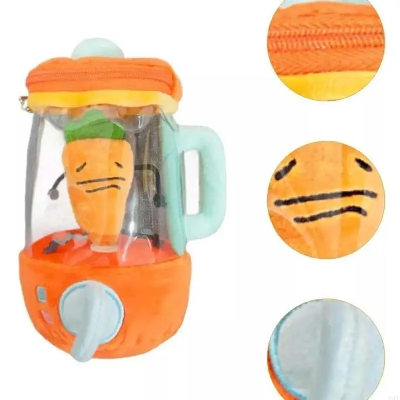 

J2HF 15cm Plush Carrot Juicer Toy For Engaging Kids Activities Wind-up Carrot Unique Carrot Juicer Plush Toy Rotating Carrot