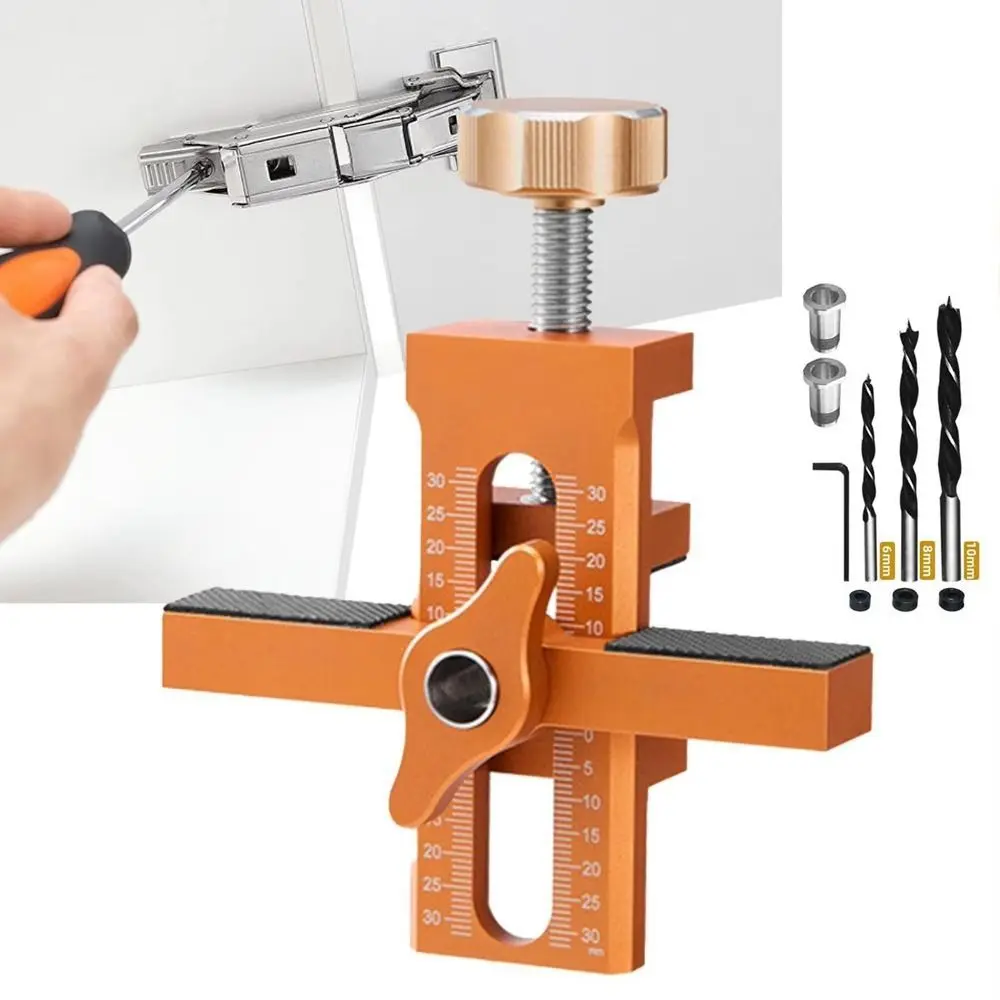 2 in 1 Cabinet Door Installation Positioner 6/8/10mm Quick Positioning Rebounder Punched Mounting Jig Wear-resistant