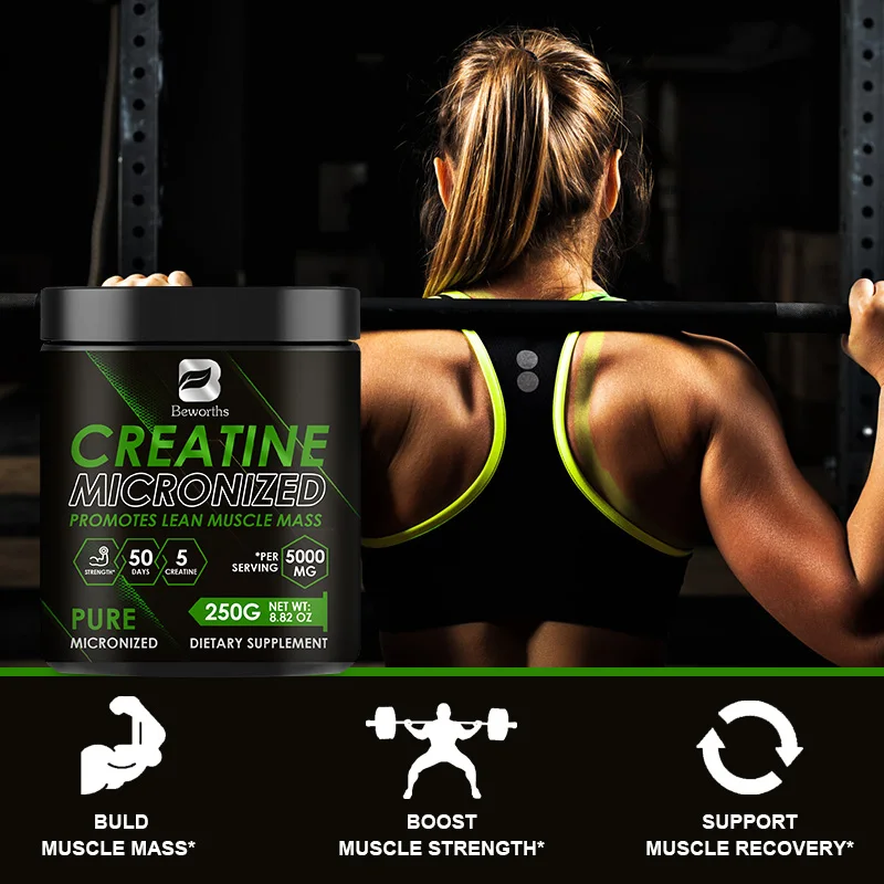 BEWORTHS 5000mg Creatine Monohydrate for Workout Muscle Building Cellular Energy Brain Function Muscle Growth Sports Supplements