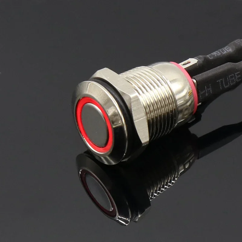 1PCS 12MM with LED 3V 5V 12V 24V 220V Metal Button Switch Momentary push button auto reset waterproof illuminated