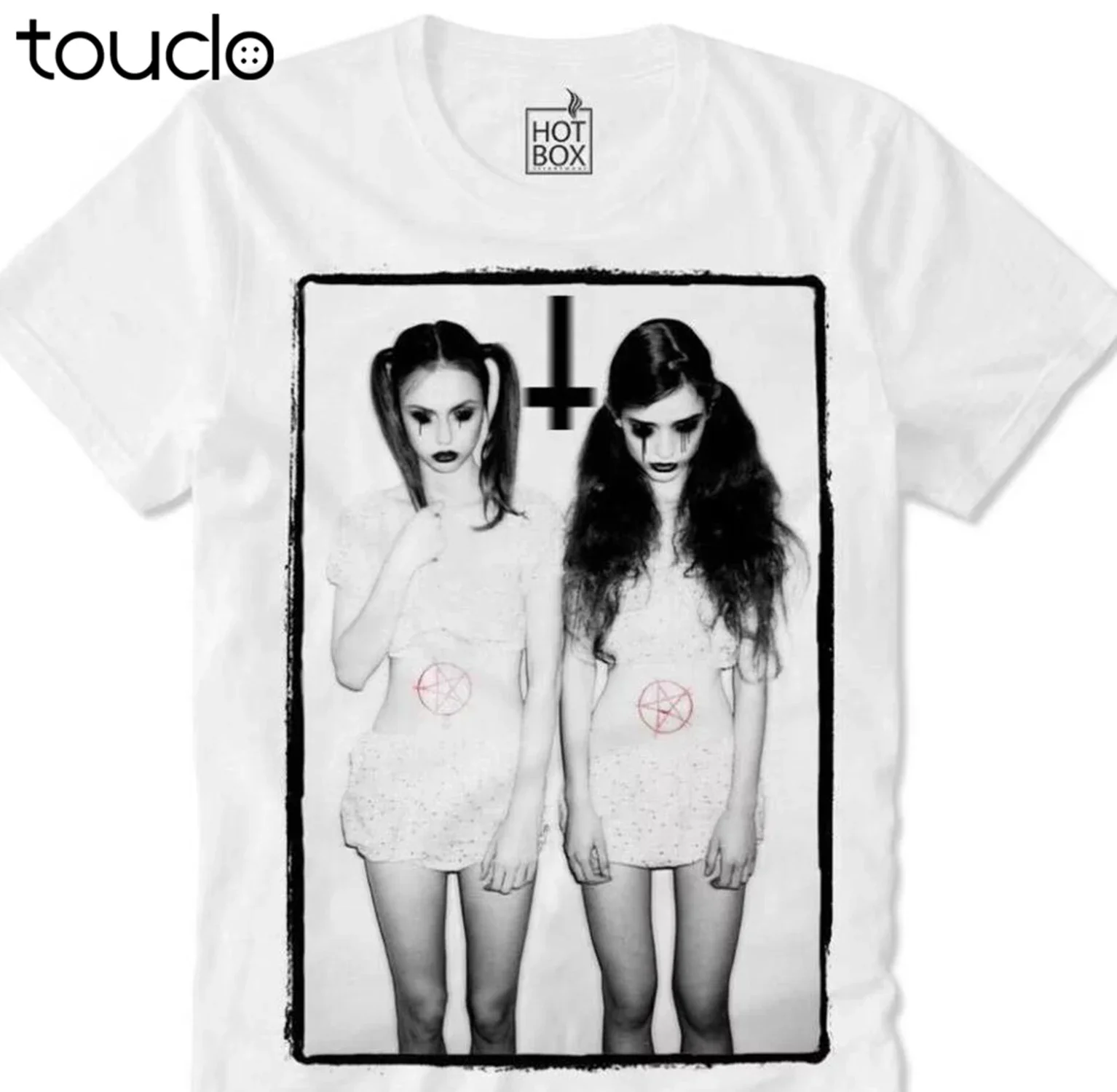 Camiseta Sexy con Estampado de Chicas Satánicas, Antion Lavey, Iglesia Satánica, Cruz Invertida, Pornografía, Nueva Camiseta Divertida con Estampado para Hombre, Ropa de Marca de Moda