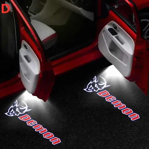 HD 자동차 문짝 LED 조명, 닷지 챌린저 데몬 SRT 충전기 로고, 인시그니아 그림자, 환영 조명, 12V 자동차 튜닝용, 2 개