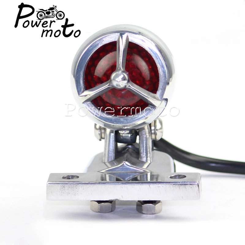 Motorcycle Rear Taillight Tail Light LED Brake Stop Lamp W/ Licesne Plate Light For Chopper Cafe Racer Bobber Scrambler Custom
